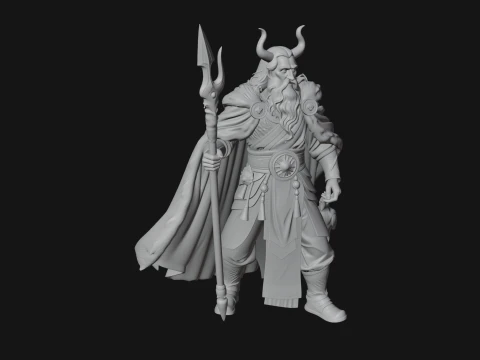 Odin with Spear Statue Design 17 - 3D Print Model 3D Print Model