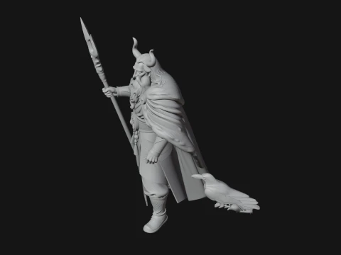 Odin with Spear Statue Design 17 - 3D Print Model 3D Print Model