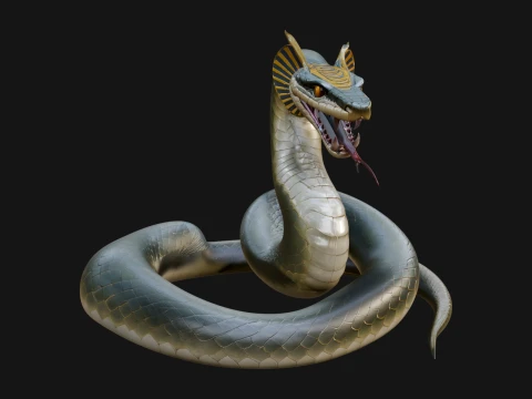 Crowned Cobra Serpent Statue Design 2 - 3D Print Model 3D Druckmodell
