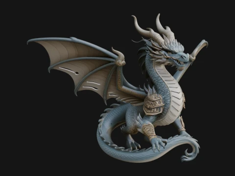 Winged Dragon Statue Design 38 - 3D Print Model Modèles 3D en vedette