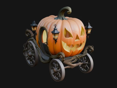 Pumpkin Halloween Carriage Model Design 1 - 3D Print Model 3D Принт Модель