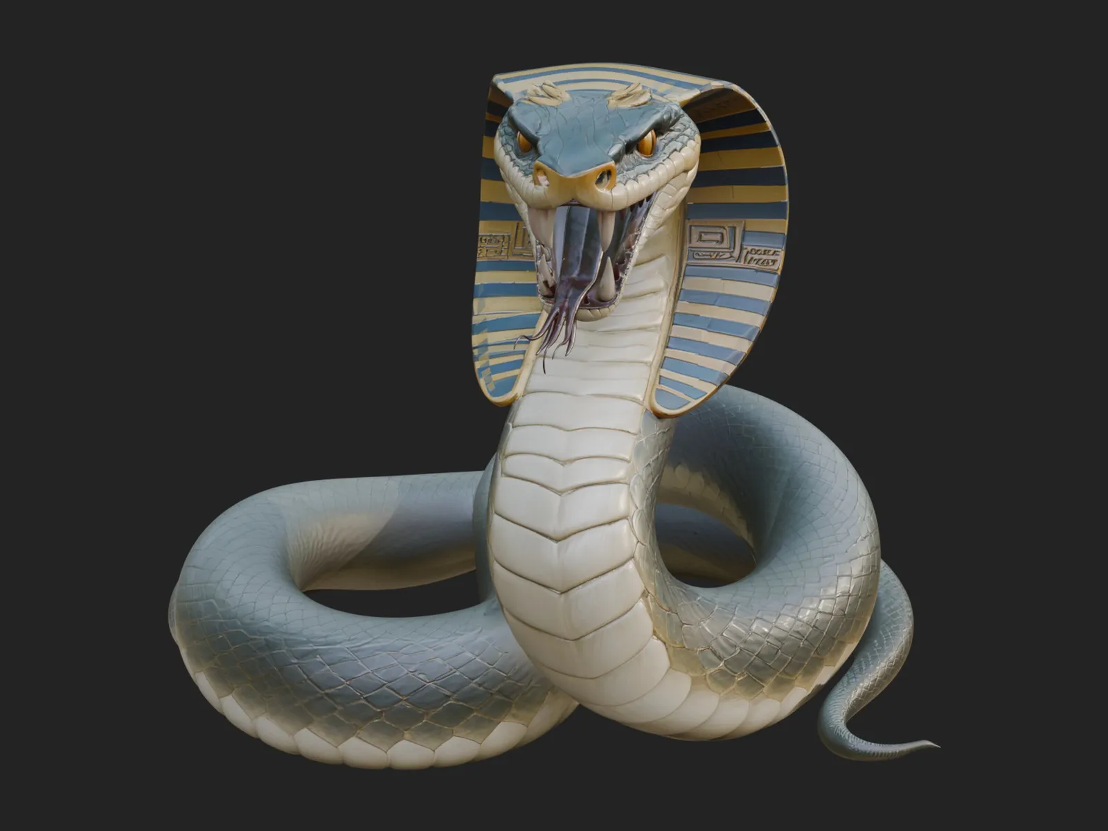 Crowned Cobra Serpent Statue Design 3 - 3D Print Model 3D Print Model .c4d .max .obj .3ds .fbx .stl .blend 