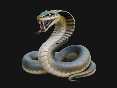 Crowned Cobra Serpent Statue Design 3 - 3D Print Model 3D Print Model