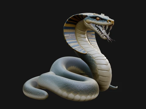 Crowned Cobra Serpent Statue Design 3 - 3D Print Model 3D Print Model