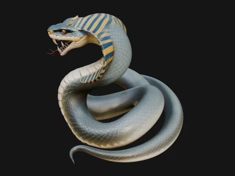 Crowned Cobra Serpent Statue Design 3 - 3D Print Model 3D Print Model