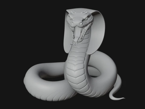 Crowned Cobra Serpent Statue Design 3 - 3D Print Model 3D Print Model