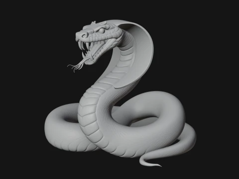 Crowned Cobra Serpent Statue Design 3 - 3D Print Model 3D Print Model