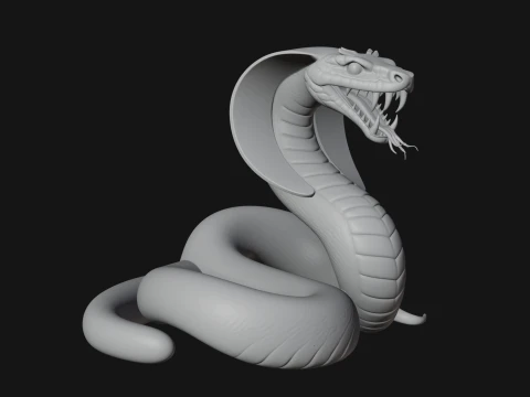 Crowned Cobra Serpent Statue Design 3 - 3D Print Model 3D Print Model