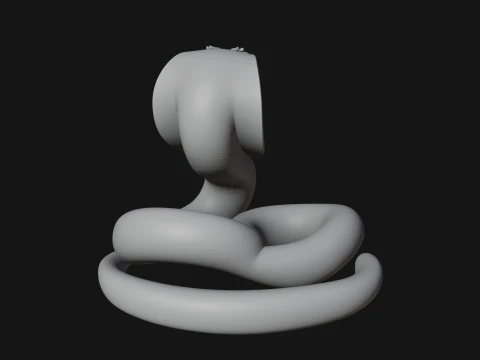 Crowned Cobra Serpent Statue Design 3 - 3D Print Model 3D Print Model
