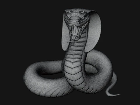 Crowned Cobra Serpent Statue Design 3 - 3D Print Model 3D Print Model