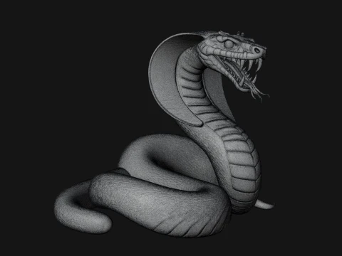 Crowned Cobra Serpent Statue Design 3 - 3D Print Model 3D Print Model