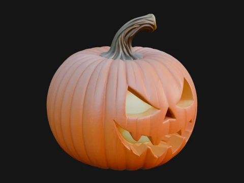 Carved Pumpkin Lantern Statue Design 12 - 3D Print Model 3D Принт Модель