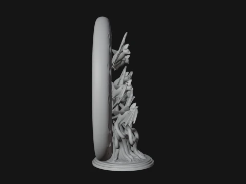Crescent Moon Bat Tree Statue Design 1 - 3D Print Model 3D Print Model