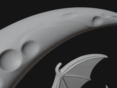 Crescent Moon Bat Tree Statue Design 1 - 3D Print Model 3D Print Model