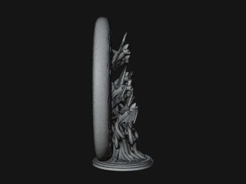 Crescent Moon Bat Tree Statue Design 1 - 3D Print Model 3D Print Model