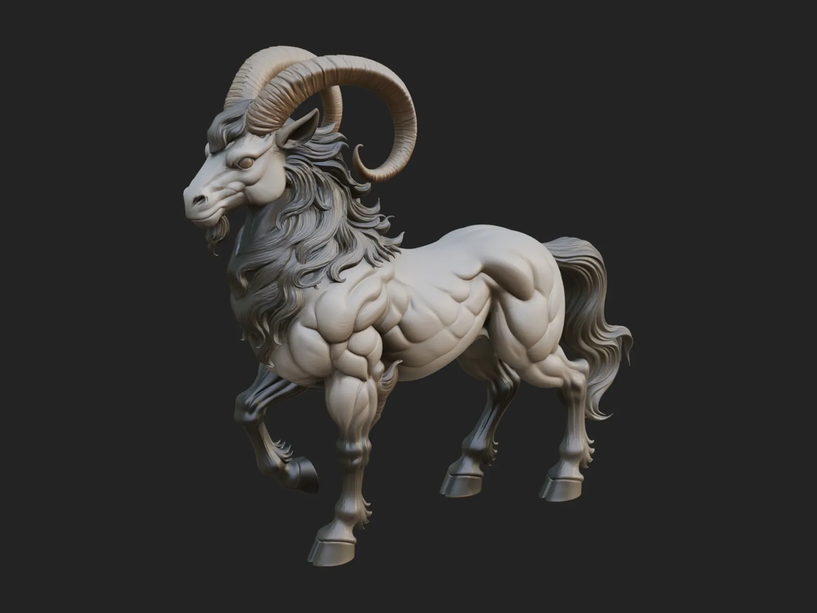 Qilin Deer Beast Statue Design 2 - 3D Print Model 3D Print Model .c4d .max .obj .3ds .fbx .stl .blend 