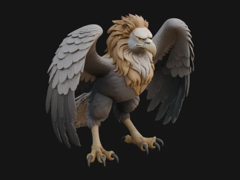 Griffin Winged Beast Statue Design 7 - 3D Print Model 3D Print Model