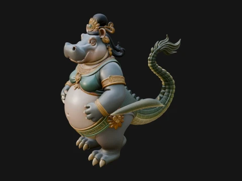 Hippo Headed Egyptian Goddess Statue Design 4 - 3D Print Model 3D Baskı Modeli