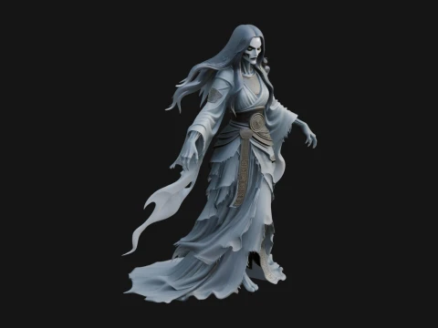 Floating Ghost Statue Design 6 - 3D Print Model 3D Baskı Modeli