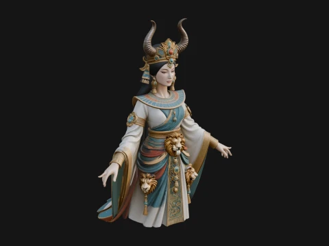 Crescent Crown Priestess Statue Design 9 - 3D Print Model 3D Print Model