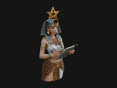 Star Disc Egyptian Goddess Statue Design 3 - 3D Print Model Modello di stampa 3D