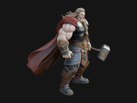 Hammer Thunder God Statue Design 6 - 3D Print Model 3D Baskı Modeli