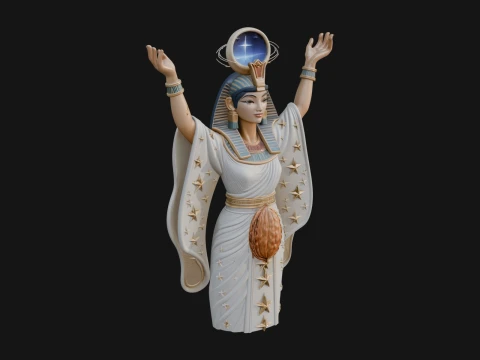 Star Disc Egyptian Goddess Statue Design 4 - 3D Print Model Modello di stampa 3D