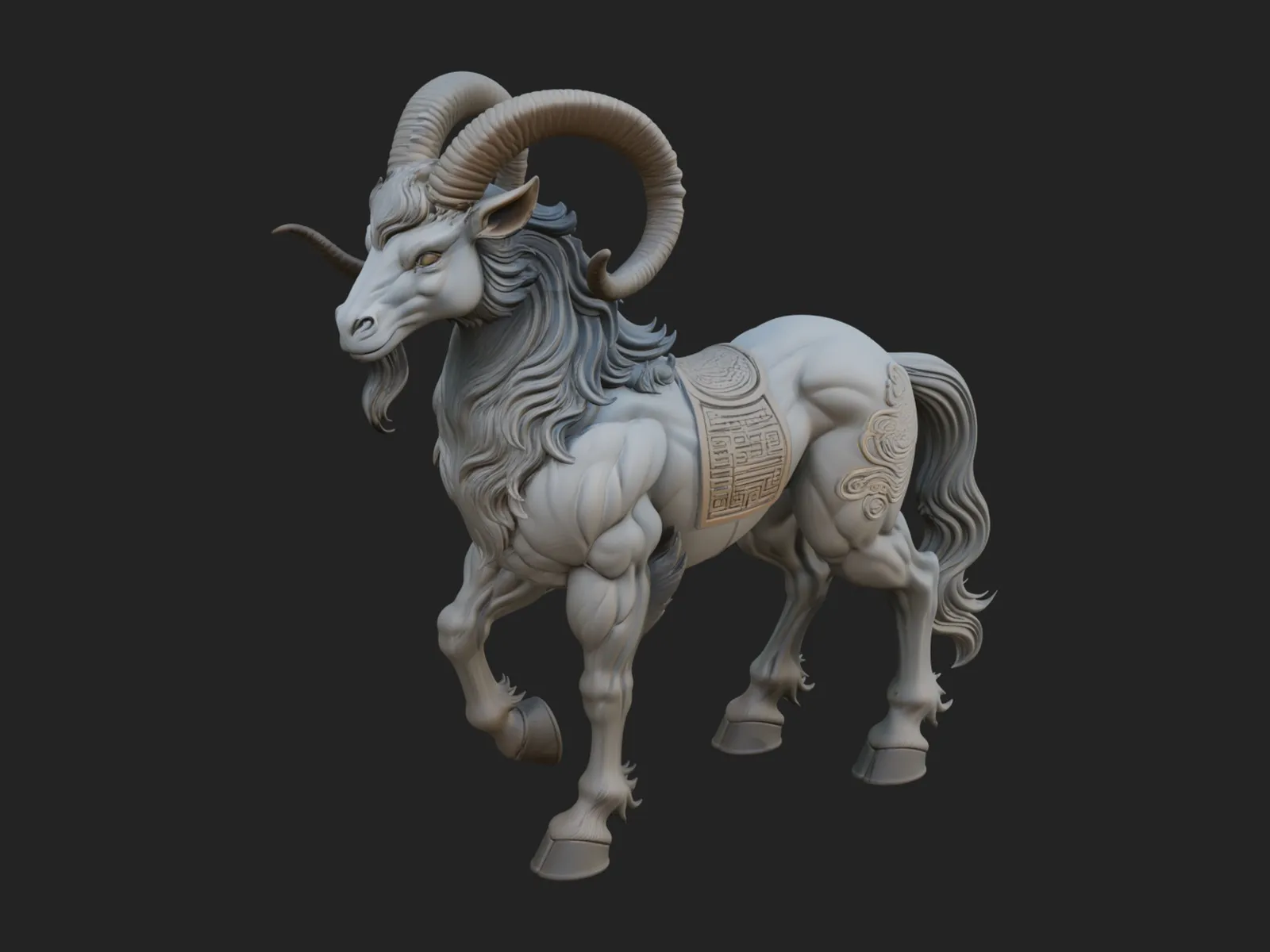 Qilin Deer Beast Statue Design 4 - 3D Print Model 3D Print Model .c4d .max .obj .3ds .fbx .stl .blend 