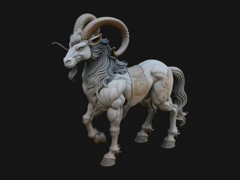Qilin Deer Beast Statue Design 4 - 3D Print Model 3D Print Model
