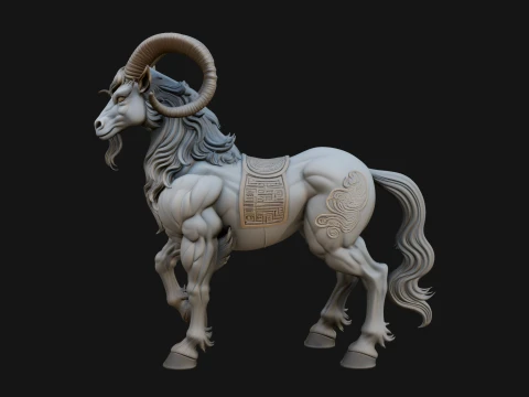 Qilin Deer Beast Statue Design 4 - 3D Print Model 3D Print Model
