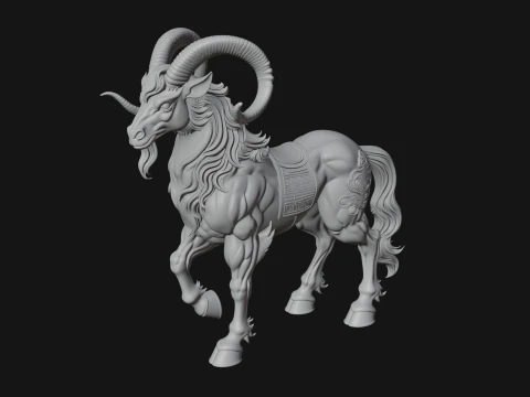 Qilin Deer Beast Statue Design 4 - 3D Print Model 3D Print Model