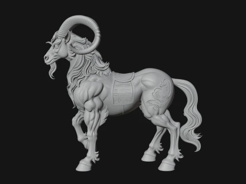 Qilin Deer Beast Statue Design 4 - 3D Print Model 3D Print Model