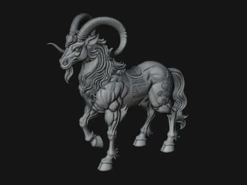 Qilin Deer Beast Statue Design 4 - 3D Print Model 3D Print Model