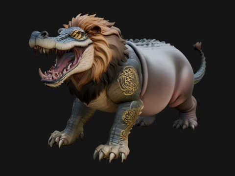 Chimera Mythical Beast Statue Design 14 - 3D Print Model Modelo de impresión 3D