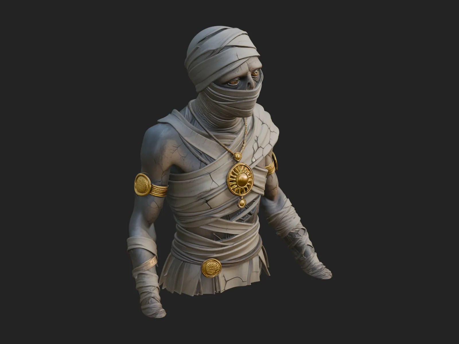 Mummy Warrior Statue Design 7 - 3D Print Model 3D Print Model .c4d .max .obj .3ds .fbx .stl .blend 