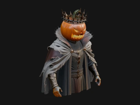 Enthroned Pumpkin Lord Statue Design 3 - 3D Print Model 3D Принт Модель