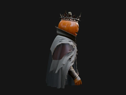 Enthroned Pumpkin Lord Statue Design 3 - 3D Print Model 3D Print Model