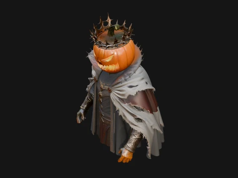 Enthroned Pumpkin Lord Statue Design 3 - 3D Print Model 3D Print Model