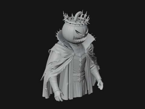 Enthroned Pumpkin Lord Statue Design 3 - 3D Print Model 3D Print Model