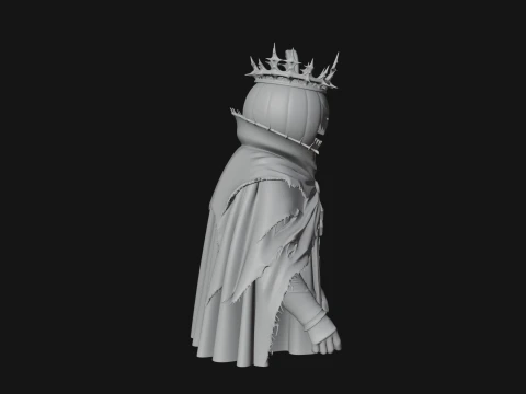 Enthroned Pumpkin Lord Statue Design 3 - 3D Print Model 3D Print Model