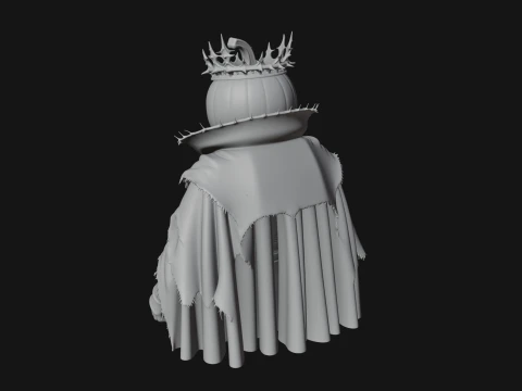 Enthroned Pumpkin Lord Statue Design 3 - 3D Print Model 3D Print Model