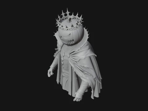 Enthroned Pumpkin Lord Statue Design 3 - 3D Print Model 3D Print Model