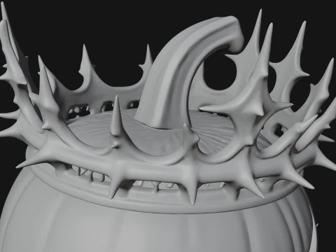 Enthroned Pumpkin Lord Statue Design 3 - 3D Print Model 3D Print Model