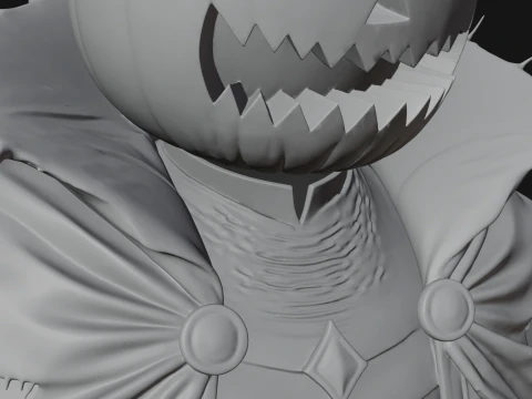 Enthroned Pumpkin Lord Statue Design 3 - 3D Print Model 3D Print Model