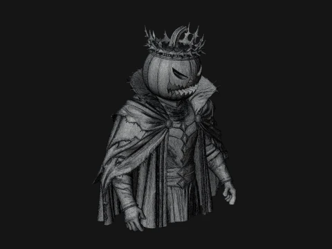 Enthroned Pumpkin Lord Statue Design 3 - 3D Print Model 3D Print Model