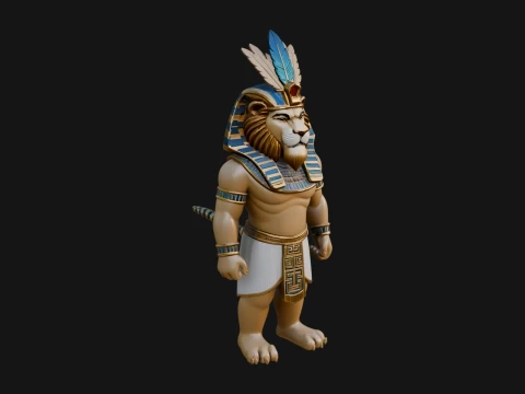 Lion Headed Egyptian God Statue Design 6 - 3D Print Model 3D Baskı Modeli