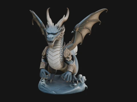 Winged Dragon Statue Design 39 - 3D Print Model Modèles 3D en vedette