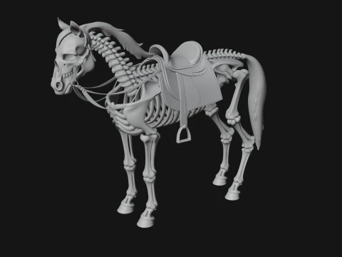 Skeleton Horse Statue Design 2 - 3D Print Model 3D Print Model