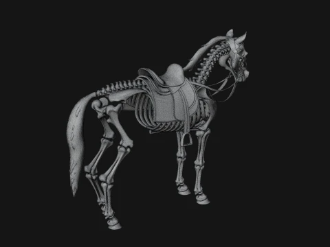 Skeleton Horse Statue Design 2 - 3D Print Model 3D Print Model