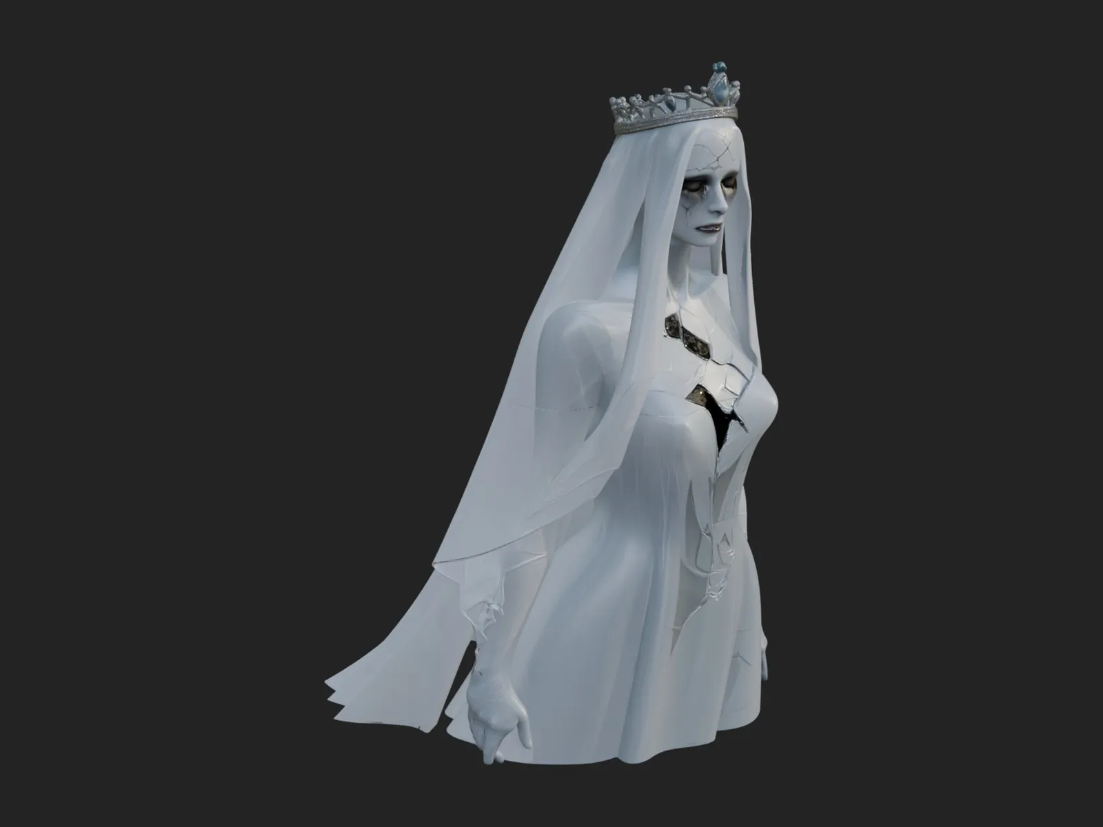 Veiled Ghost Bride Statue Design 1 - 3D Print Model 3D Print Model .c4d .max .obj .3ds .fbx .stl .blend 